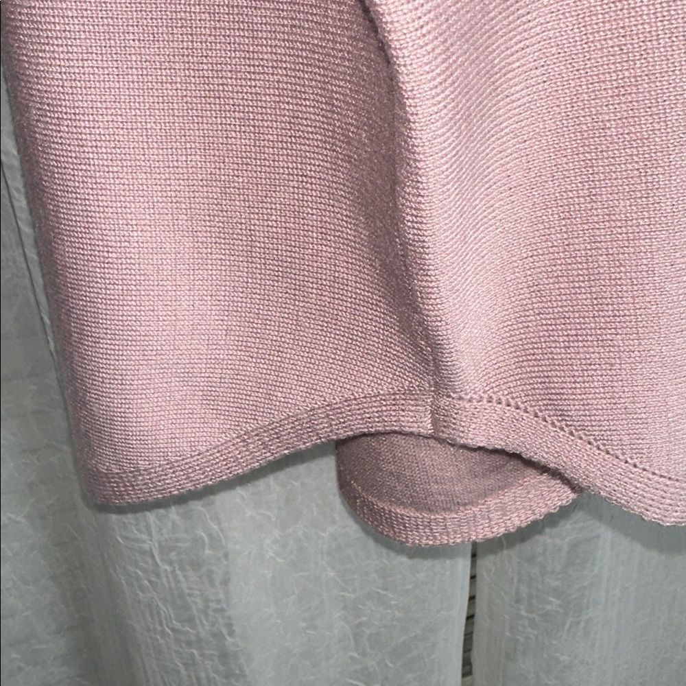 CR XL Pink Crew Dolman Quarter Sleeve Fine Knit Sweater Square Floral Scarf Set - Picture 8 of 12